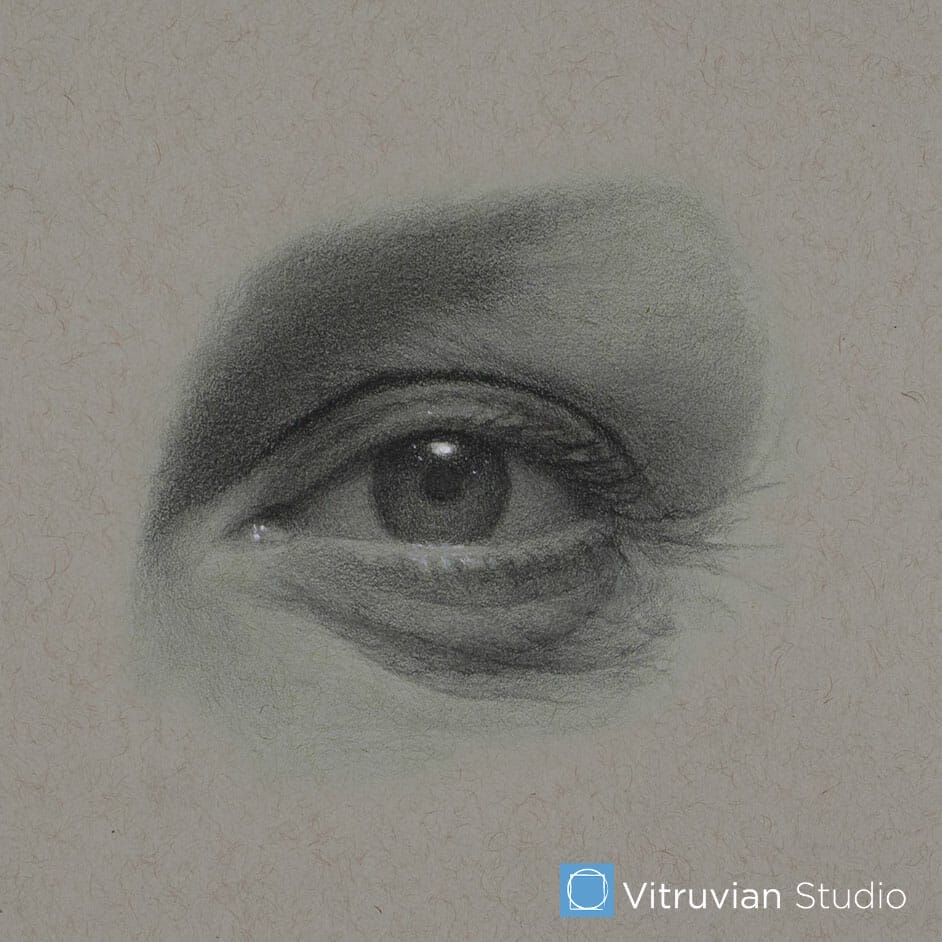 The completed drawing of the eye.