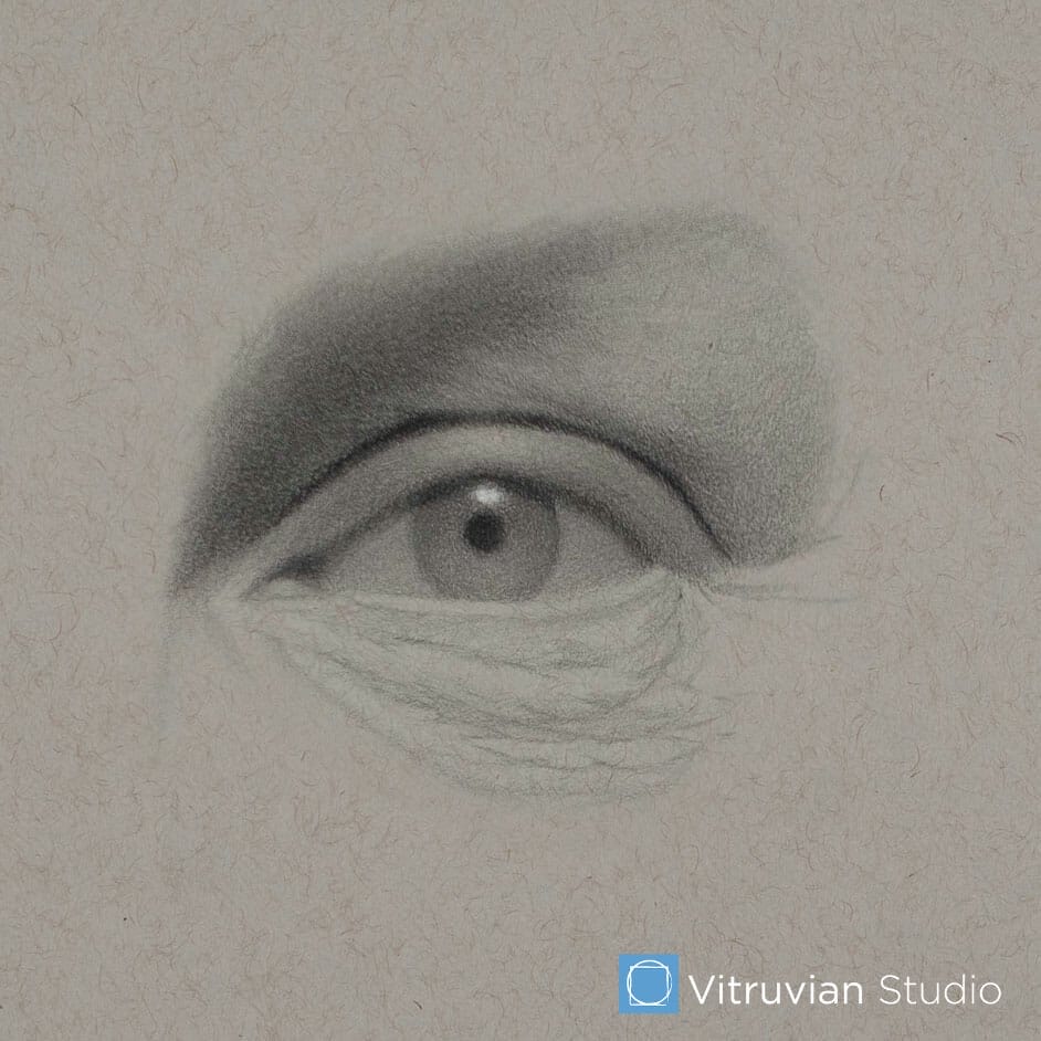 The drawing of the eye in-progress.