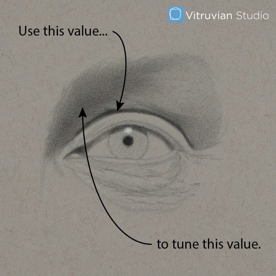 When drawing anything, we need to make comparisons of the value of adjacent areas. Think of it like tuning a chord of notes in music.