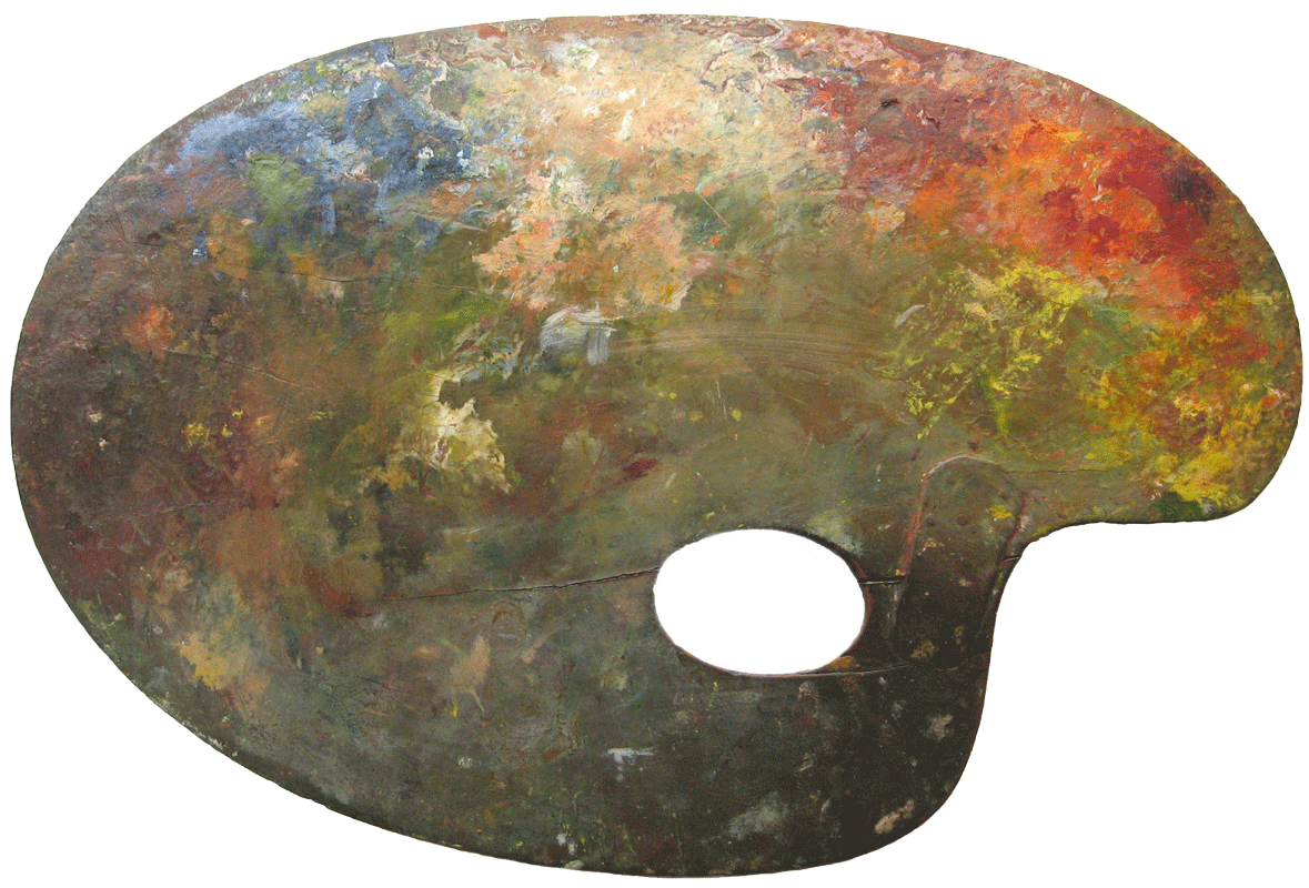 A typical wooden artist's palette.