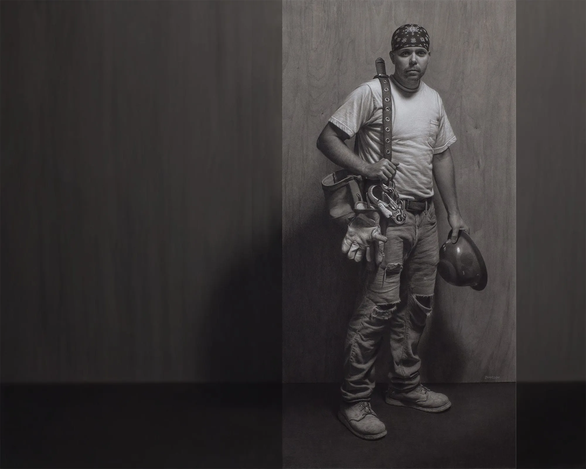 David Jamieson's pencil portrait "Iron Man - Portrait of Anthony Adcock"